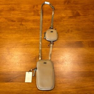 CALIA ESSENTIALS ONLY CROSSBODY in NEUTRAL NWT Large & AirPod Pouches Adjustable